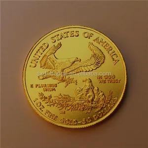 Moneda revestida de lingote de oro 999 de 1 oz, monedas de oro de metal de tungsteno de 24K puro hecho en China - Product Image 1