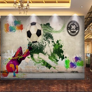 Carta da Parati Moderna con Motivo Sportivo di Calcio per Ragazzi, Personalizzabile ed Economica - Product Image 1