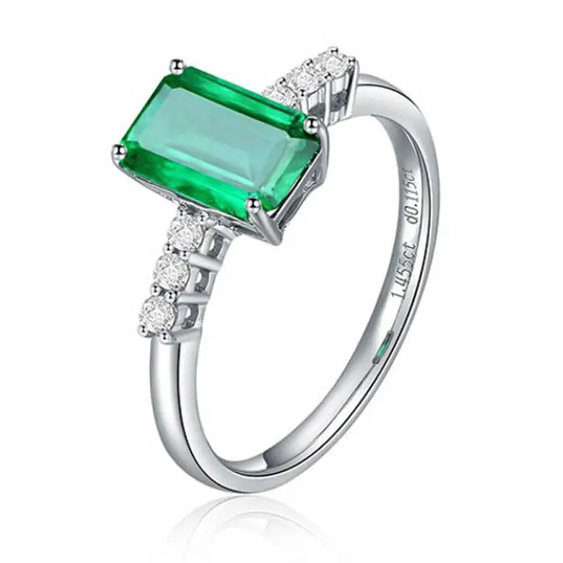 Sgarit Custom Sieraden Drop Verzending Fijne Sieraden 18K Goud Natuurlijke Edelsteen 1.5Ct Green Emerald Ring Bruiloft Engagement Ring