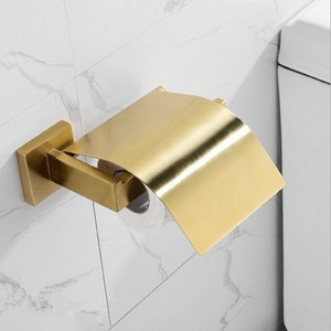 Portarotolo moderno in oro spazzolato con portarotolo impermeabile con coperchio - Product Image 2