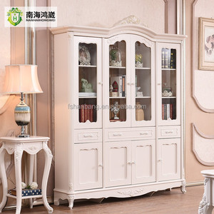 Tủ Trưng Bày Phong Cách Châu Âu Bằng Kính Cường Lực 2,3,4 Cửa Tủ Trưng Bày Bằng Gỗ Màu Trắng - Product Image 2