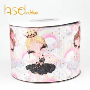 HSDRibbon 38MM 75MM 디자이너는 미국 댄서 패턴 HT grosgrain 리본