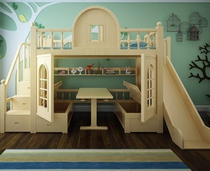 Niños de madera cama precio de fábrica Funigation y niño habitación doble con camas para los niños - Product Image 2