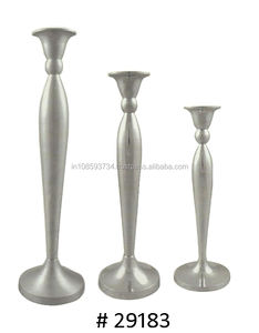 ชุดเชิงเทียนทองเหลืองเรียวเทียนตกแต่งสีทองชุดเทียนอลูมิเนียม3ชิ้นสำหรับตกแต่งบ้านเชิงเทียนเงิน - Product Image 1