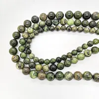 Manik-manik Penjualan Laris untuk Pembuatan Perhiasan Alami Dipoles Berkilau Krisan Serpentin Batu Permata Bulat Manik-manik Longgar