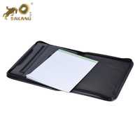 Profesional multifuncional A4 PU cuero cartera Memo Padfolio con cremallera negocio documento caso organizador archivo logotipo personalizado