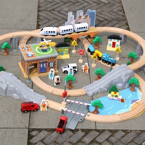 Educación de la grúa de carga niños 95 piezas electrónicas carril de madera pista mágica Juguetes - Product Image 2