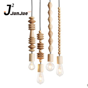 Cổ Điển Gỗ Treo Bán Buôn Ánh Sáng Mặt Dây Chuyền Dây Bằng Gỗ Hạt Retro Rắn Duy Nhất Đầu Đèn Log Nghệ Thuật Đèn Chùm Cho Thanh - Product Image 5