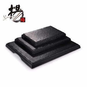 Assiettes à dîner jetables, rectangulaires en <span class=keywords><strong>plastique</strong></span> noir, bon marché, 12 pièces - Product Image 2