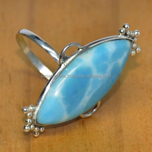 แหวนพลอยลาริมาร์สังเคราะห์จากธรรมชาติสำหรับผู้หญิงมาร์คีช925เงินสเตอลิงทันสมัยดีไซน์ล่าสุดของงานแต่งงานชุบเงิน - Product Image 2