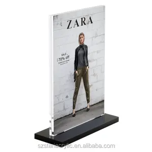 Counter Standing Acrylic Block Sign Holder Poster Stand