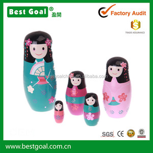 Muñeca Matrioshka Hecha a Mano, Juguetes de Madera, Muñecas Rusas Apilables, Niña <span class=keywords><strong>Japonesa</strong></span> - Product Image 2