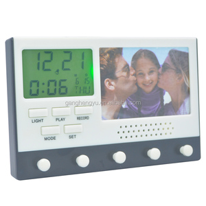 Đèn Nền LED Ghi Âm Kỹ Thuật Số Móc Treo Chìa Khóa Khung Ảnh Đồng Hồ Treo Tường - Product Image 4