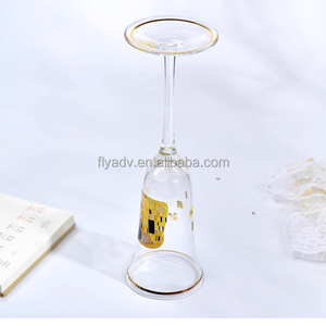 The Wholesale Decorative Decal Gold Rim <strong>Champagne</strong> <strong>Flutes</strong> With Long <strong>Stem</strong> <strong>Champagne</strong> Glass for Valentine's Day - Product Image 4