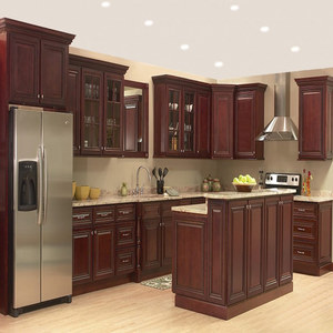 Mobile da <span class=keywords><strong>Cucina</strong></span> in Legno di Ciliegio Personalizzato Giapponese con Ante in Vetro - Product Image 1