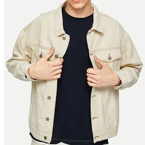 Nova Moda Roupas Primavera Denim Branco Jaqueta Casual para Homens