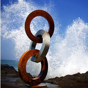 Tuyệt đẹp ngoài trời trang trí nội thất 3 vòng tròn lớn kim loại nghệ thuật tác phẩm điêu khắc - Product Image 3