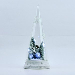 Albero di Natale Decorativo e Pupazzo di Neve in Campana di Vetro con Luci LED a Forma di Neve - Product Image 3