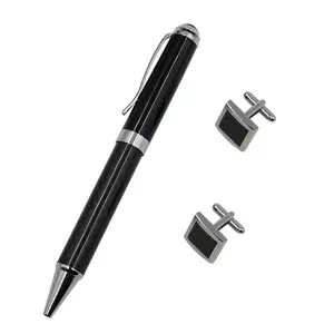 New Gift Items Carbon Fibre Pen And Cufflinks Gifts Set For Business Man