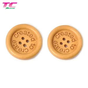 15mm Custom Engraved Logo Wooden Button 2 Holes Wholesale Wood Garment Buttons For Baby Clothes