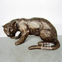 옥외 정원 금속 동물 조각 청동 치타 동상