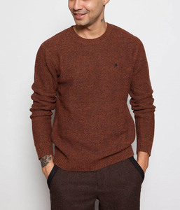 80% Lambswool/20% Nylon Intarsia Elbow <strong>Crew</strong> <strong>Neck</strong> Wool <strong>Men's</strong> Knitted <strong>Sweater</strong> - Product Image 1
