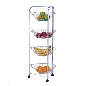 CKD Metal 3 Tier Round Storage Cart <strong>Vegetable</strong> Fruit Storage <strong>Trolley</strong> - Product Image 3