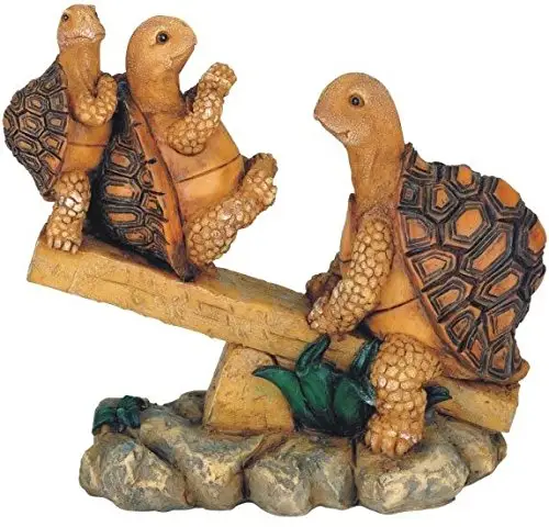Polyresin 3 Turtles Auf Wippe Garten Dekoration Sammeln abbildung Statue Modell