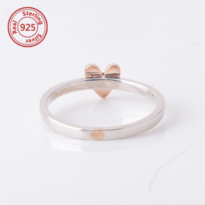 스털링 실버 로즈 골드 간단한 섬세한 반지 심장 우아한 반지 아마존 쥬얼리 - Product Image 2
