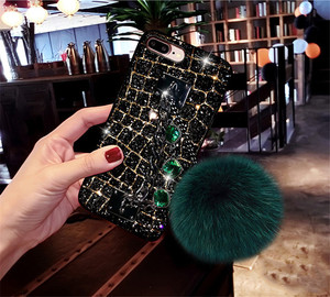 Bling Trường Hợp Điện Thoại Cho <span class=keywords><strong>iPhone</strong></span> 8 7 6 6S Cộng Với XS X Max XR Cover Quay Lại Với Lông Bóng dây Đeo Tay Trường Hợp Điện Thoại Coque - Product Image 4