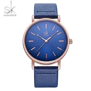 Shengke SK Fashion Unisex Watches Colorful Creative Design Youth quartz Watch Leather Band Quartz teenagers Wristwatch K8065