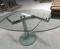 家庭用家具一般用途最高のデザイン金属スチールフレーム拡張可能な楕円形のガラス製ダイニングテーブル