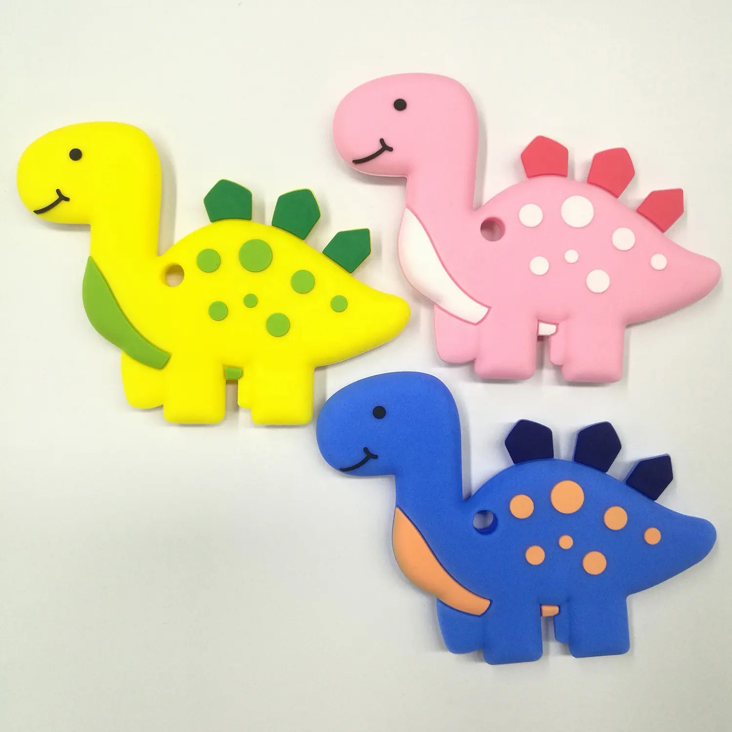 Wholesale stocked colorful dinosaur design food grade silicone teether child baby chew teething toys