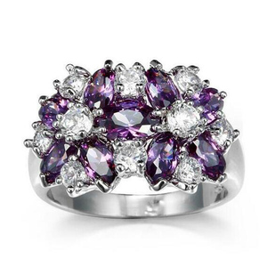 Commercio all'ingrosso di Lusso 8 Colorfs Anelli di Zircon Del Fiore Per Le Donne In Argento 925 Placcato Monili di Nozze di Cristallo HS-CS-B1113 - Product Image 4
