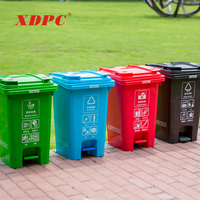 Poubelle carrée de 60l, 20 pièces, conteneur de déchets en plastique, poubelle avec pédale, pour usage extérieur ou intérieur, bon prix