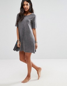 KY Wholesale Acid Snow Washed Black Scoop Neckline Keyhole Back Swing Beach <strong>Tshirt</strong> Dress - Product Image 5
