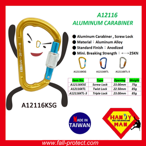 D Shape Screw Lock Climbing Aluminum Carabiner - Product Image 4