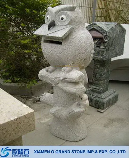 आउटडोर उल्लू आवासीय प्राकृतिक पत्थर मेलबॉक्स प्रतिमा