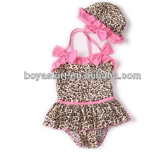 2014 סגנון חדש ! ! ורוד עם leopard בגד ים / בגדי ים עבור בנות , ילדים מקשה אחת בגד ים זול יותר סיטונאי 