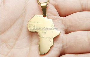 Цепочка с подвеской в виде карты Африки, нержавеющая сталь, 18 карат - Product Image 2