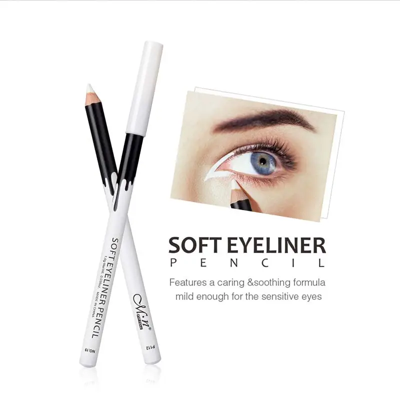 MENOW Brand Makeup Silky Wood Cosmetic White Eyeliner Pencil Silkworm White Highlight Pen 12 pcs/set Waterproof Eyeliner