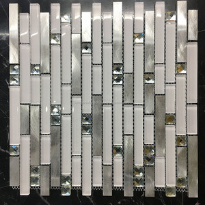 Tuiles en bande de verre super <span class=keywords><strong>blanc</strong></span>, aluminium et métal, mosaïque de verre <span class=keywords><strong>miroir</strong></span> diamant - Product Image 2