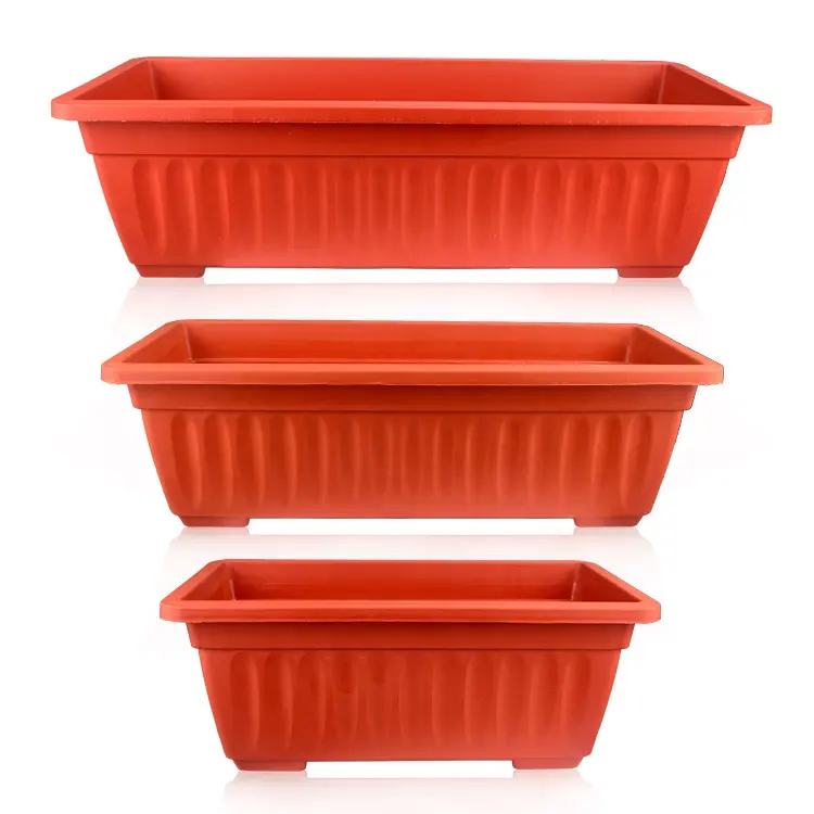 Wholesale Simple Rectangle Garden Vegetable Planting Plastic Rectangular Plastic Flowers Plant Pots