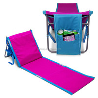 Silla de playa plegable para adultos, asiento ligero de viaje con bolsillo aislante para exteriores, relajante y bronceador solar
