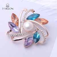 Mode Femmes Broches Coloré Broche Fleur Perle Broches Et Broches