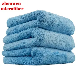 China supplier custom Blue Split Microfiber 70 / 30 blend 600 800 900 1000 1200 gsm plush edgeless car cleaning towel