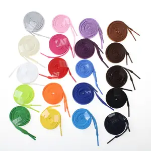 29 Colors Funny design polyester flat shoelaces with custom plastic shoelace tips