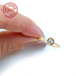 Sterling Silver <strong>Rings</strong> for Women Rose Cut <strong>Labradorite</strong> <strong>Ring</strong> Semi-precious Stone <strong>Ring</strong> - Product Image 5