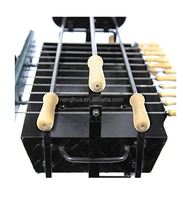 Barbecue Rotisserie Extérieur Entièrement Automatique et Moderne au Charbon de Bois avec Construction en Acier et Fer, Télécommande et Conception Pliable