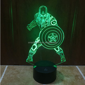 STL-Lámpara LED 3D de Marvel para niños, lámpara de ilusión de superhéroe 3D, regalo para niños, guerra Civil, Capitán América - Product Image 1